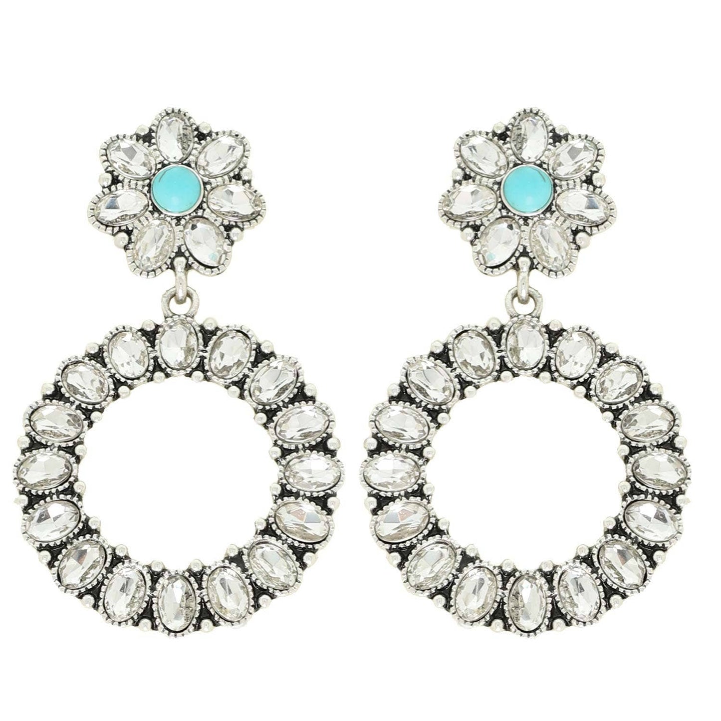 Western Open Circle Turquoise Gemstone Earrings