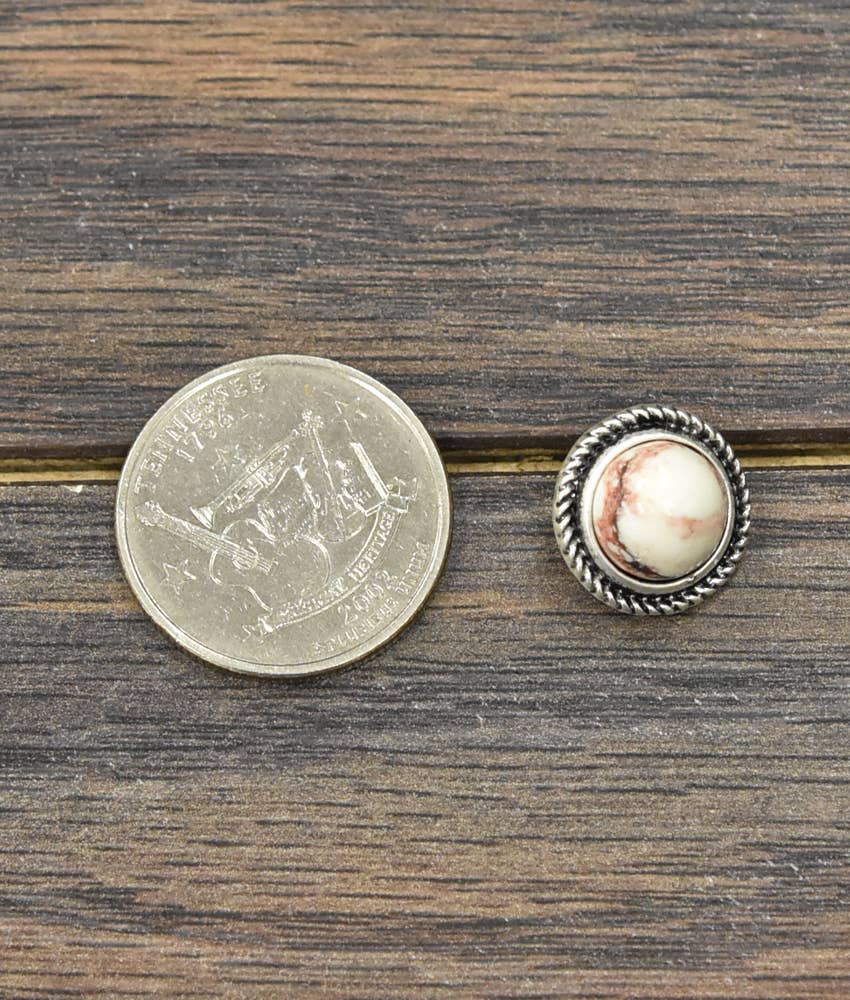 10mm Round White Turquoise Stud Earrings