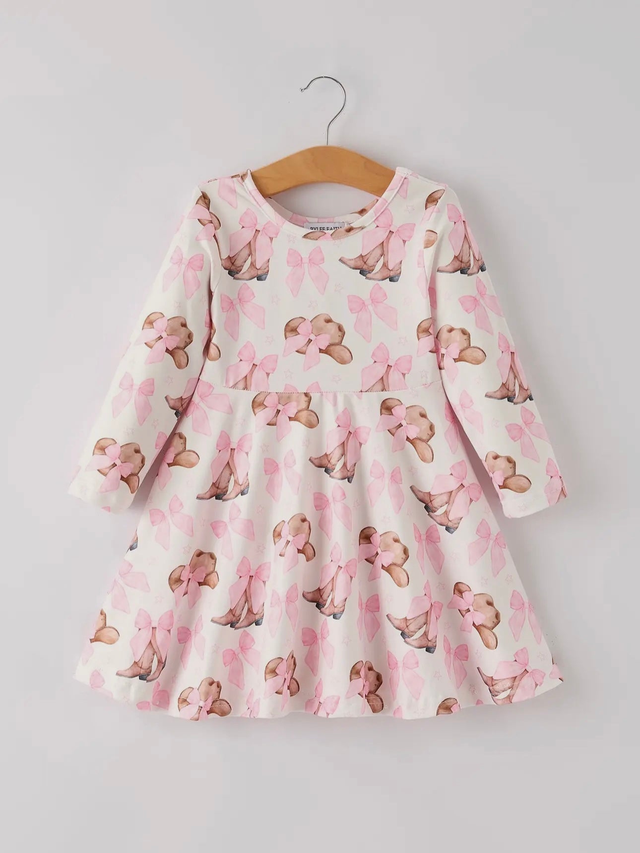 Autumn Western Girls Bow Milk Silk Long Sleeve Dress