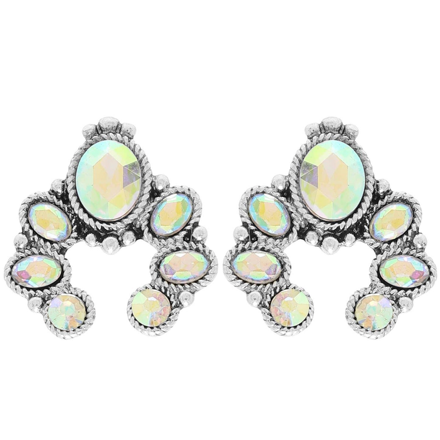 Western Jeweled Squash Blossom Earrings