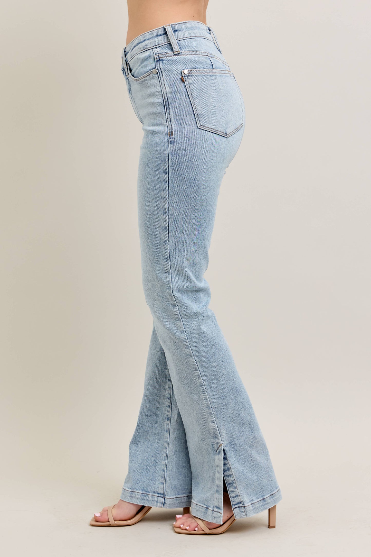 Judy Blue Tummy Control Vintage Wash Side Slit Slim Boot
