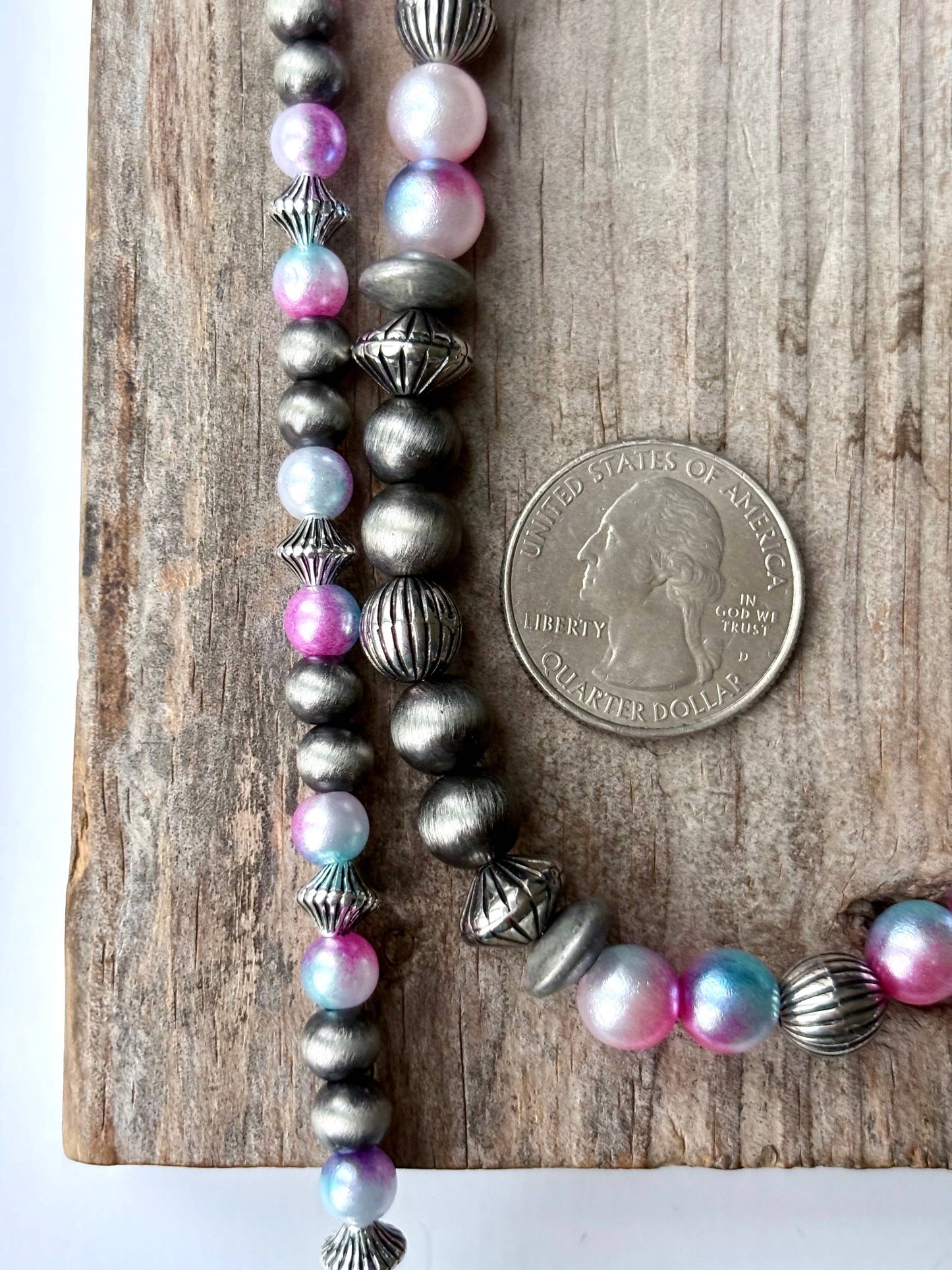 2 Layered Navajo Style Pearl Bead Necklace