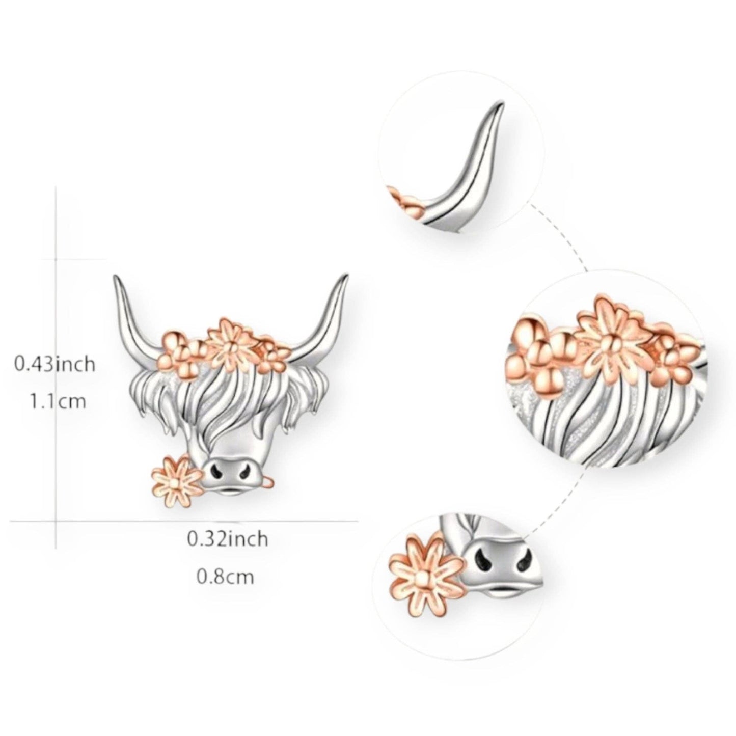 Highland Western Lovers Dainty Stud Earrings