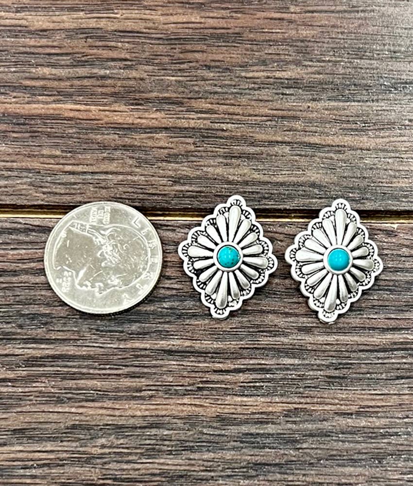 Brass Concho Stud Earrings