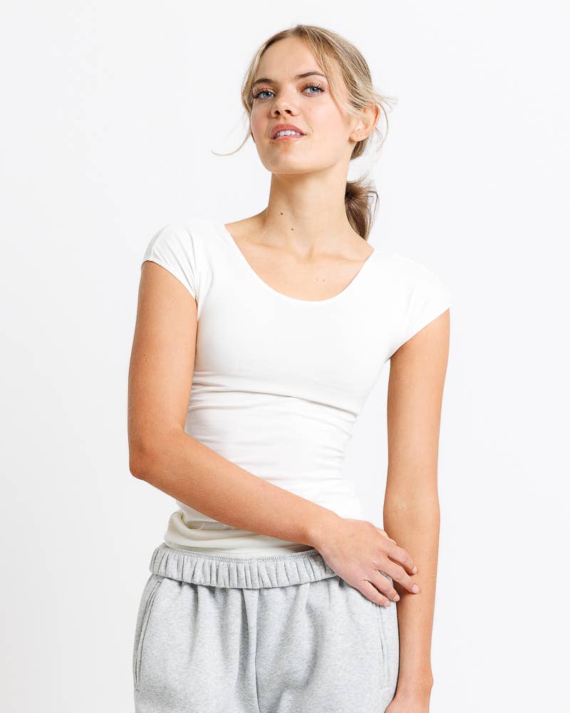 Essential Basic Layering Short Sleeve Scoop Neck Tee
