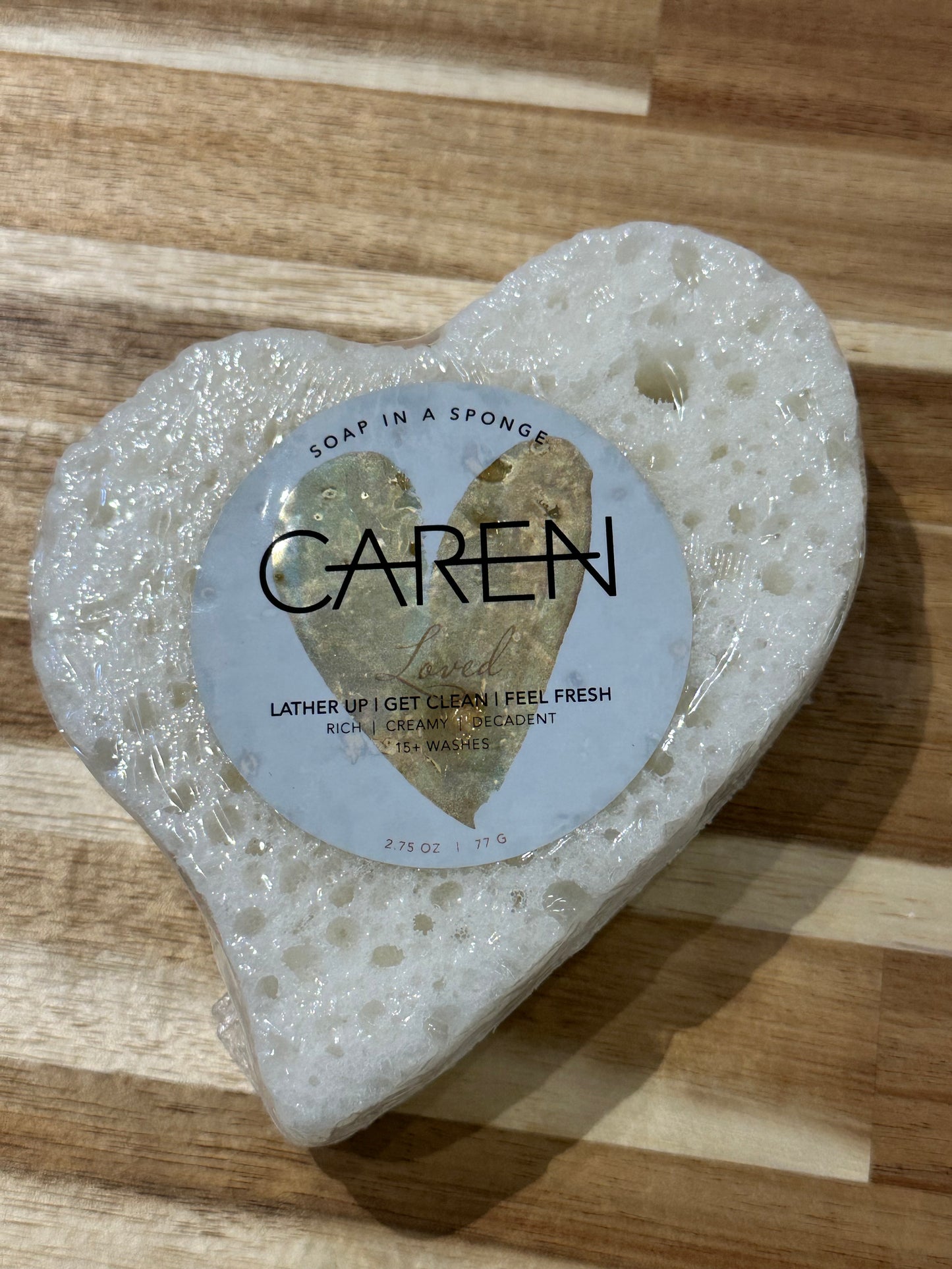 Loved White Heart Soap in A Sponge
