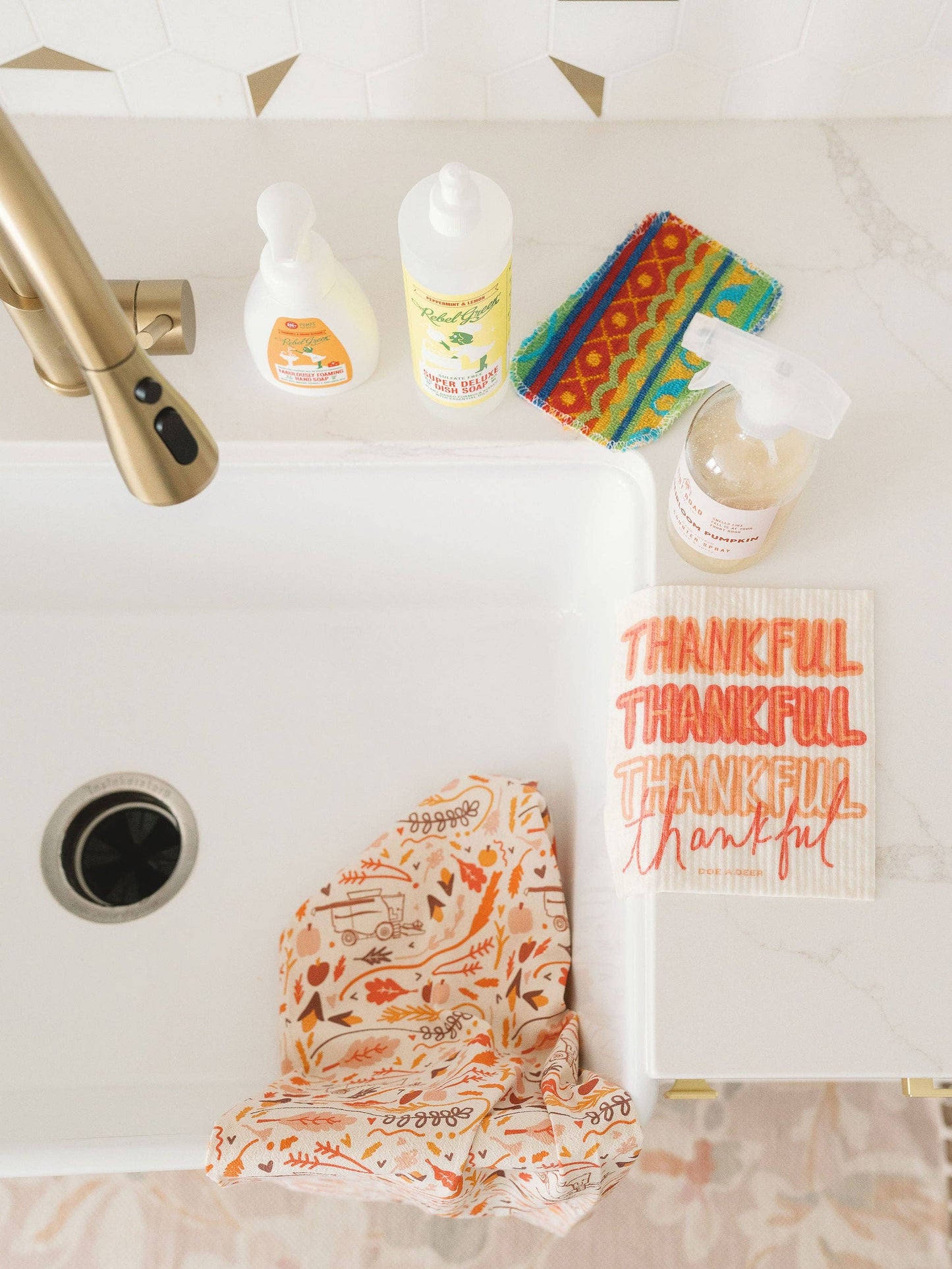 Thankful Thankful Thankful Swedish Dishcloth