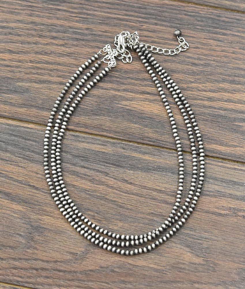 17" 3-strand 4mm Navajo Bead Necklace
