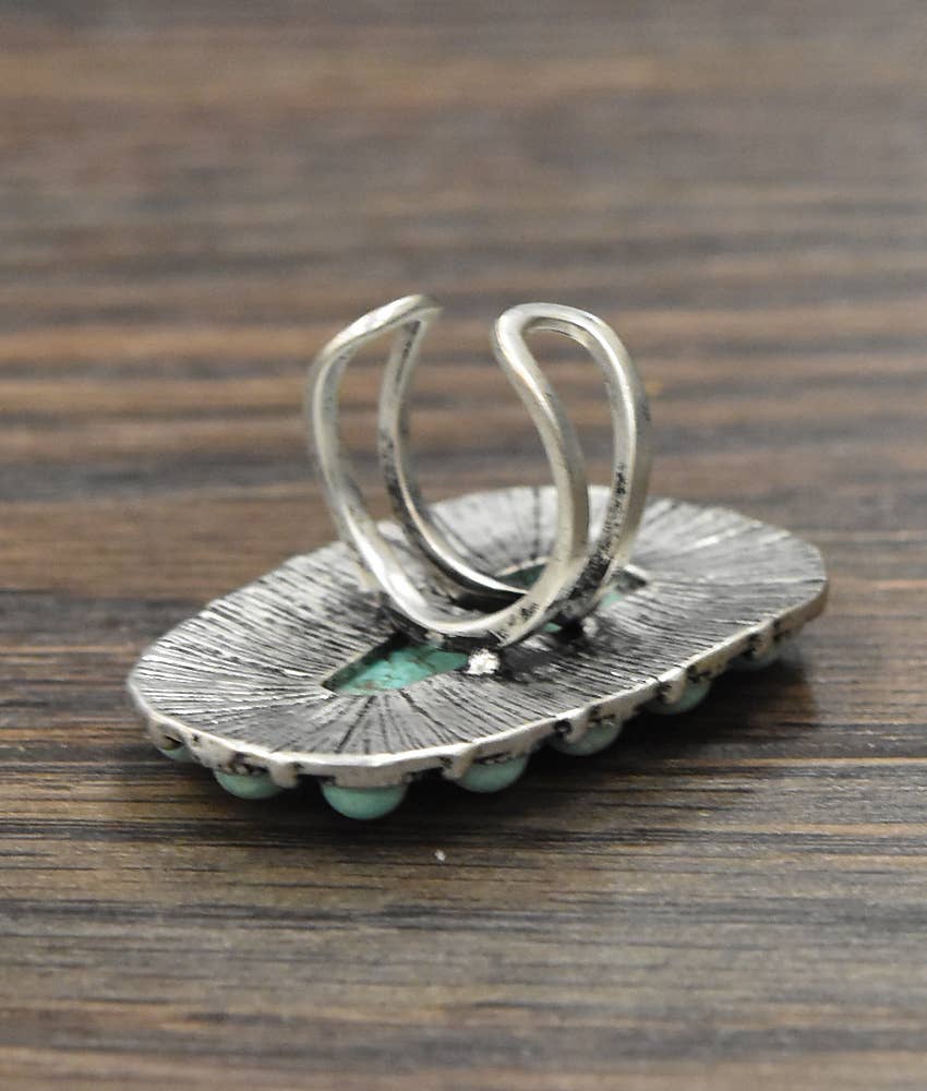 750151, Big Navajo Turquoise Adjustable Ring
