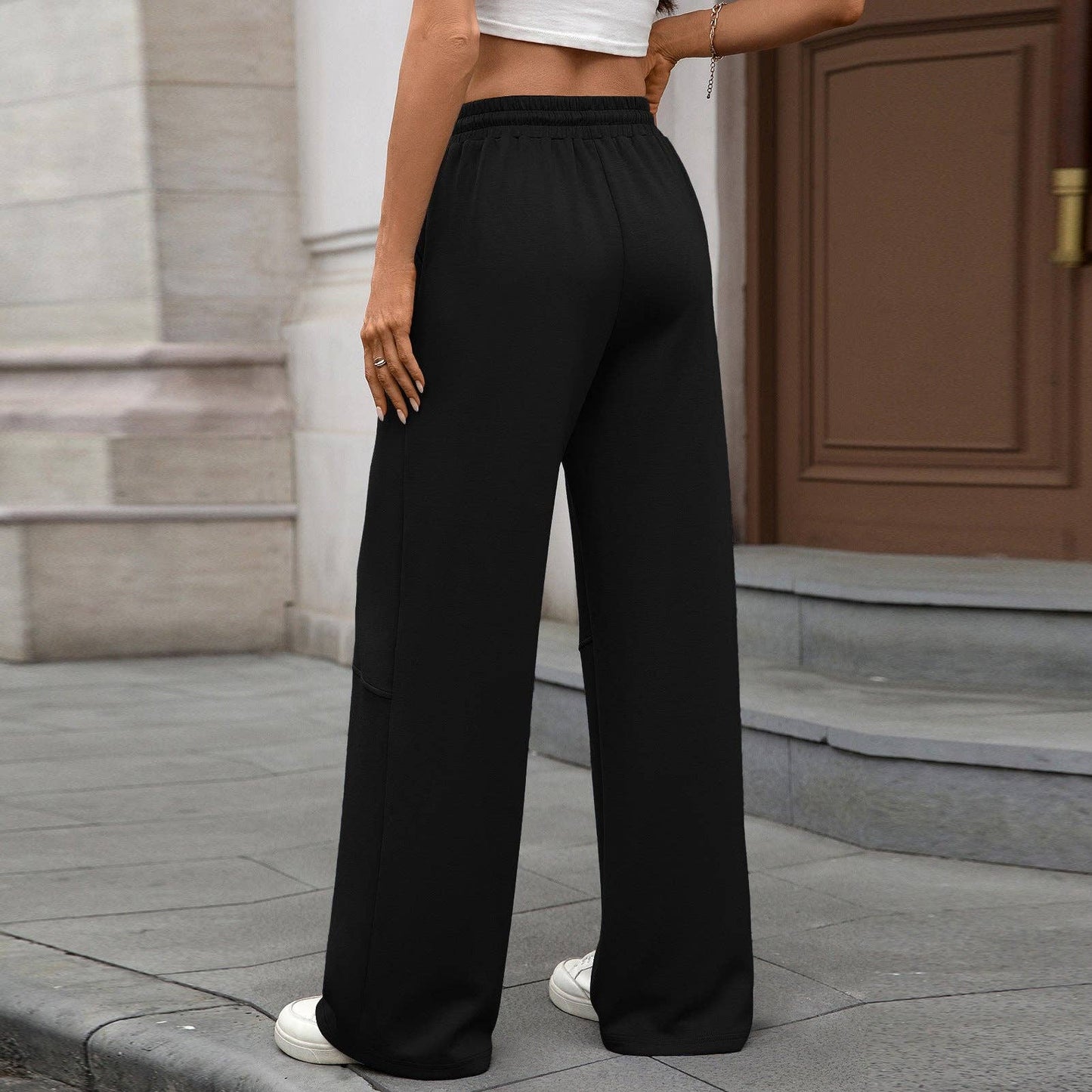 High-Waist Drawstring Wide-Leg Pants