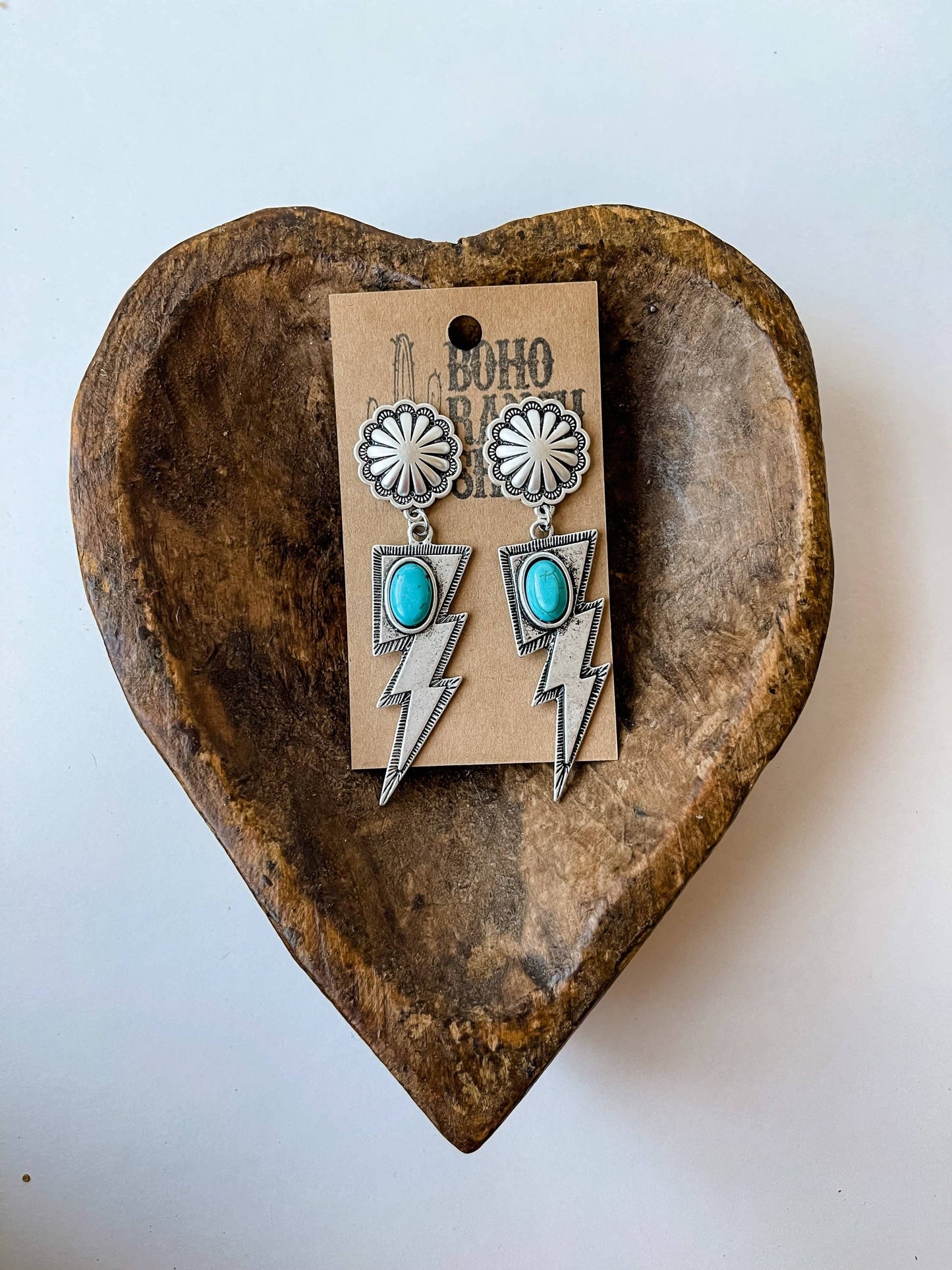 Stone Lightning Bolt Thunder w/ Color Natural Stone Earrings