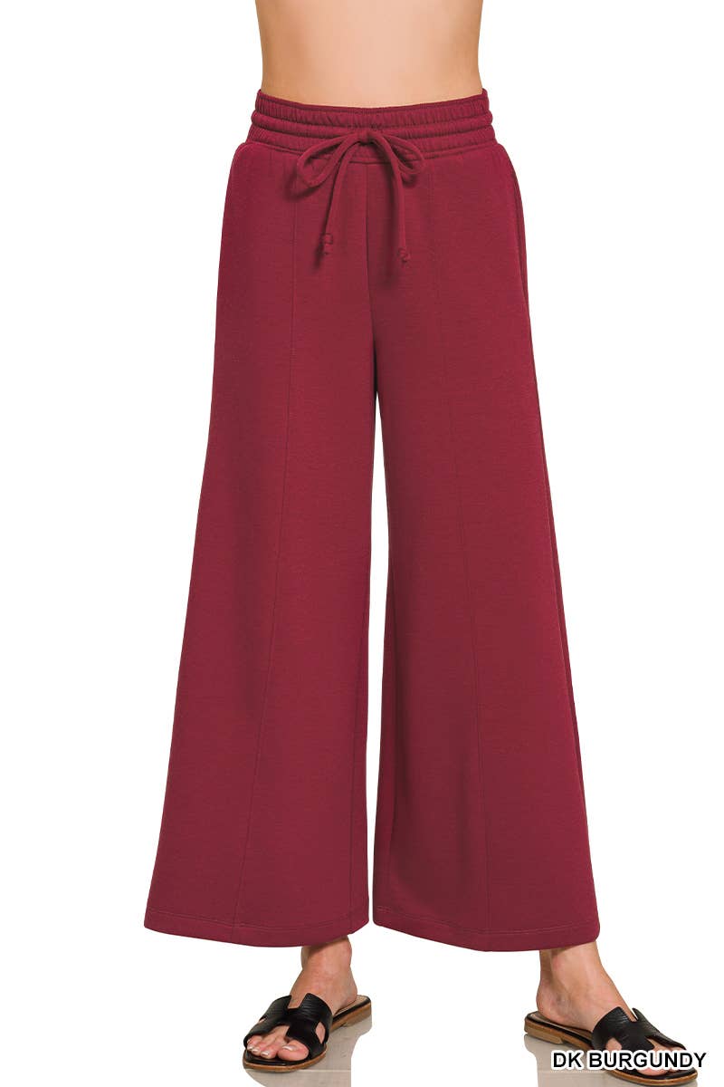 Scuba Drawstring Wide Leg Pants w/ Pockets