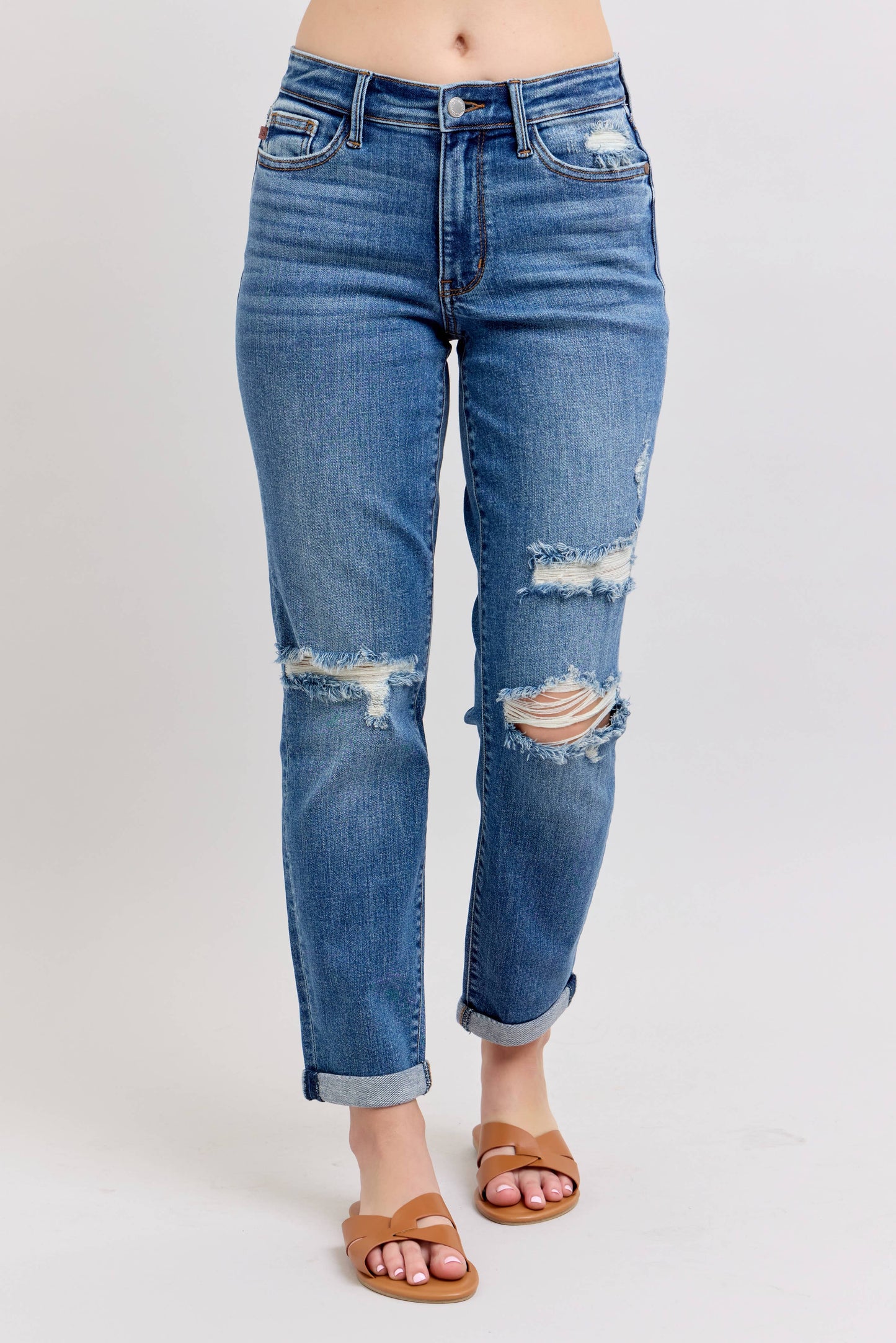 Judy Blue Vintage Wash Boyfriend Fit W/ Destroy