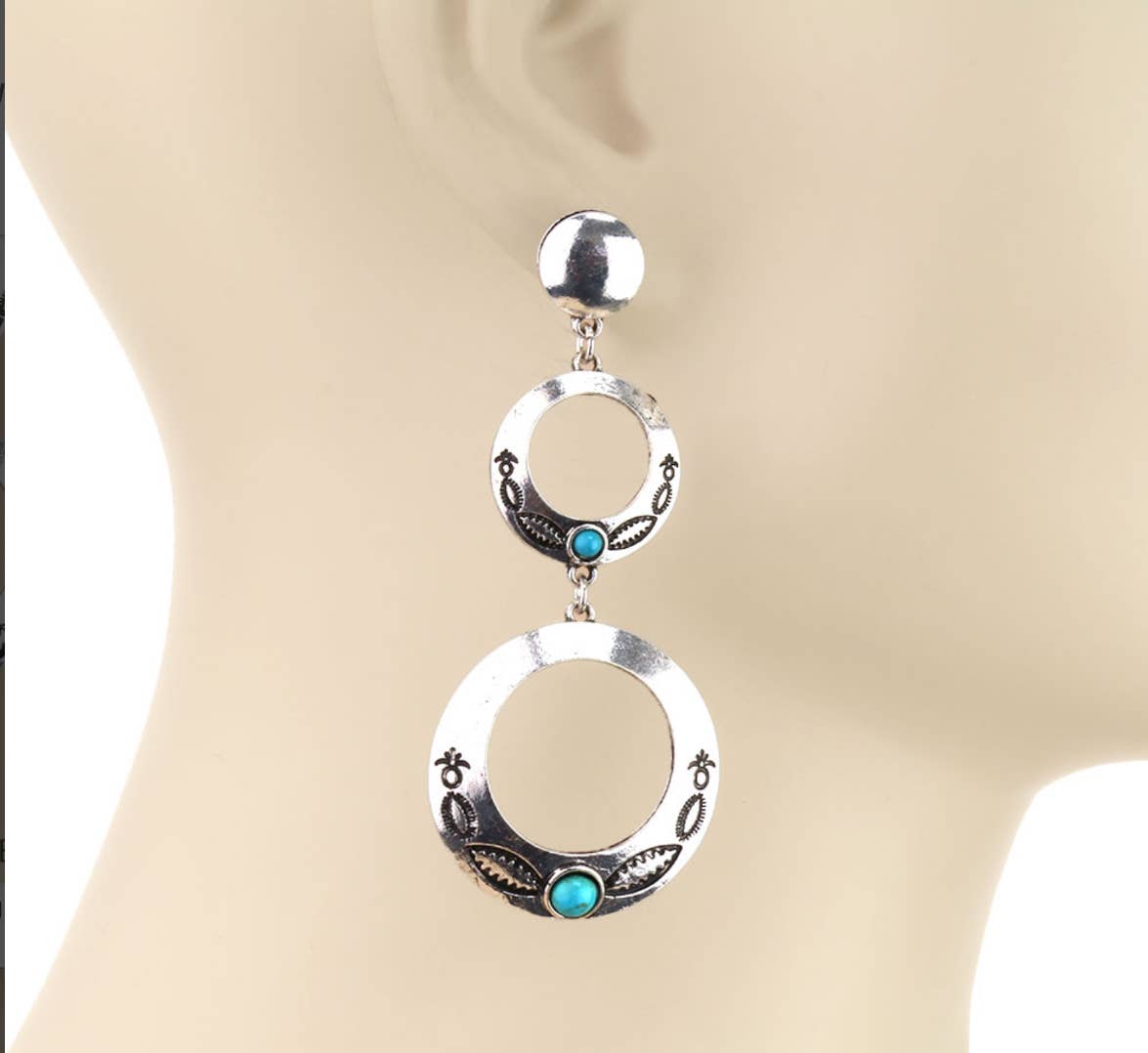 Western Circle Drop Stud Earrings