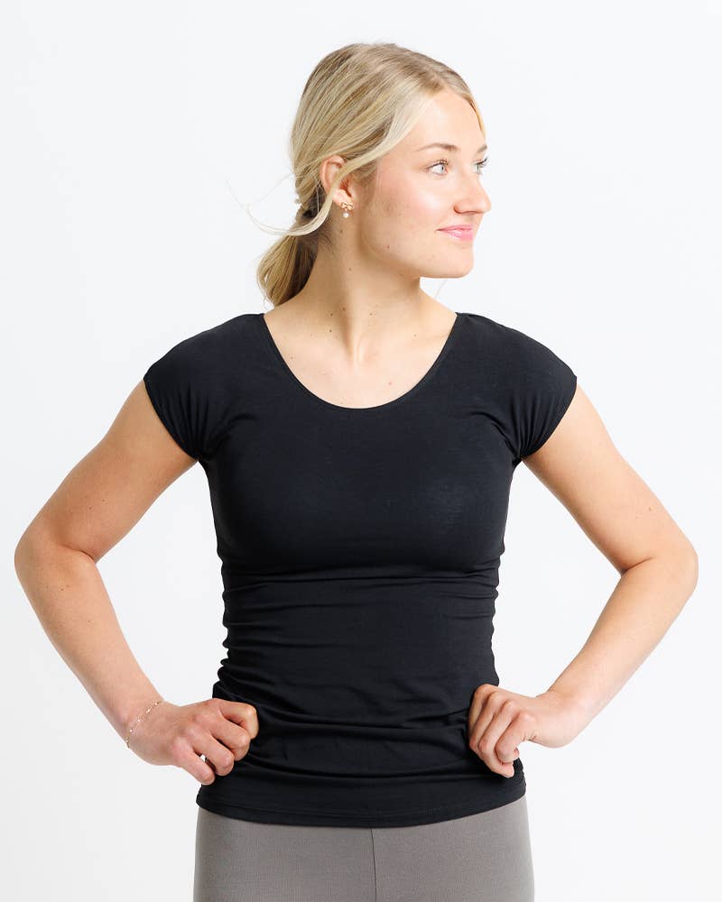 Essential Basic Layering Short Sleeve Scoop Neck Tee