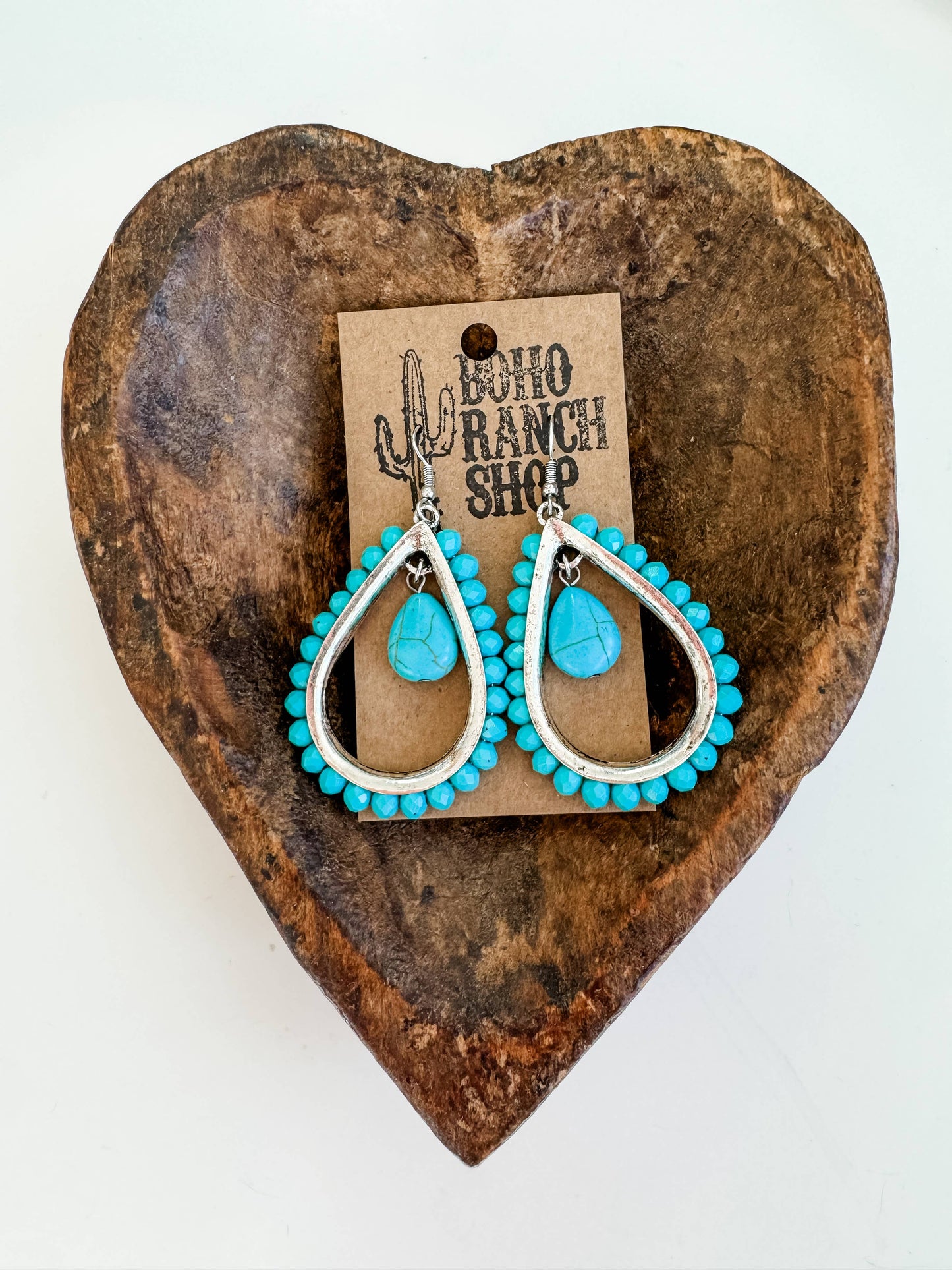 Western Turquoise Teardrop Dangle Earrings