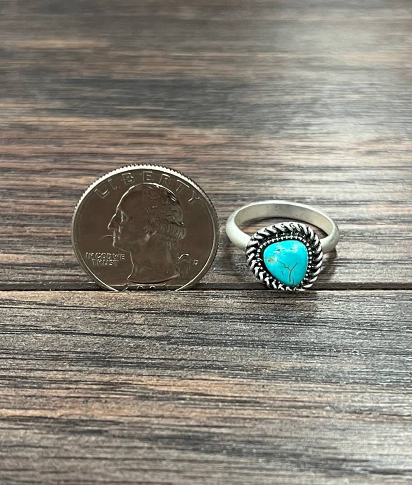 7mm Triangle Turquoise Adjustable Ring