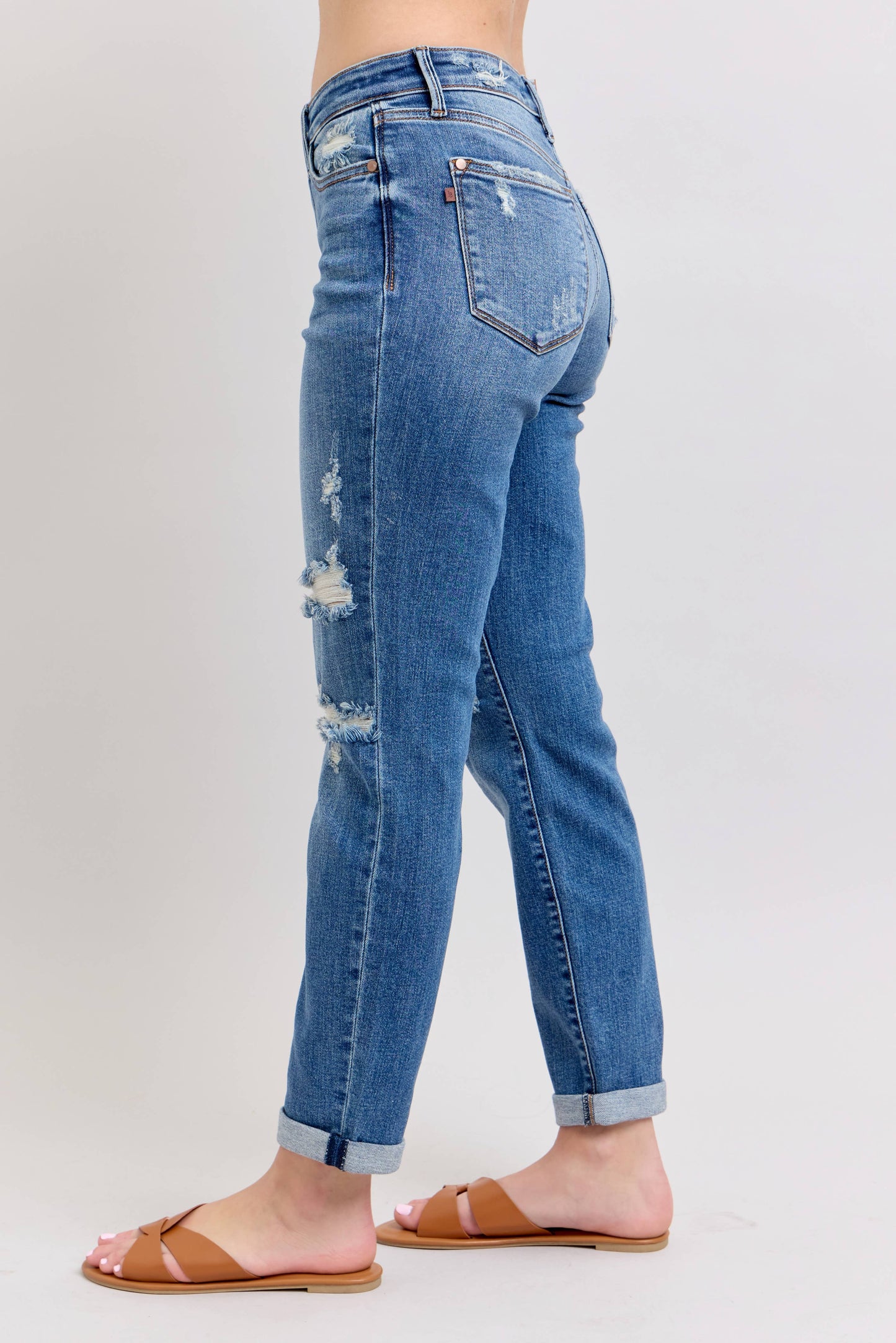 Judy Blue Vintage Wash Boyfriend Fit W/ Destroy