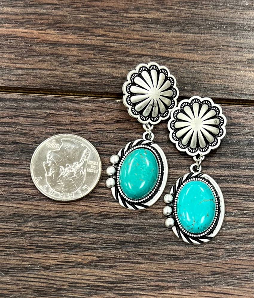 Oval Turquoise Post Earrings