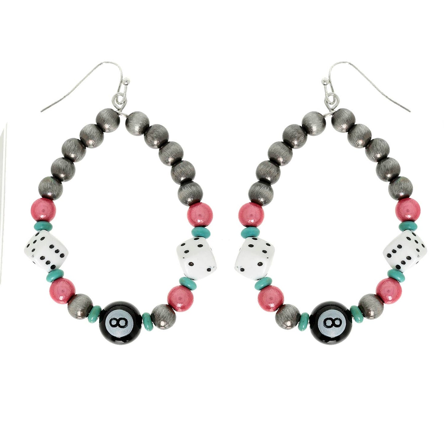 Western Pearl Bead Turquoise Oval Hoop Earrings