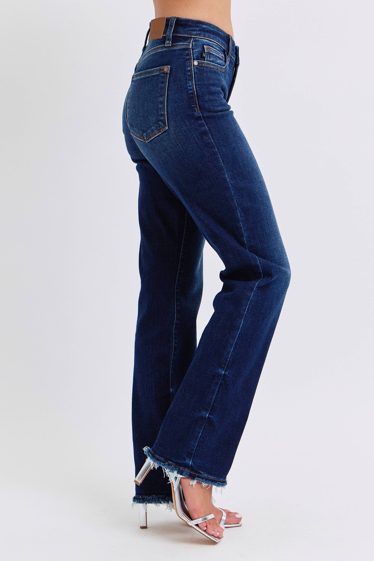 Judy Blue Mid Rise Straight Leg with Fray Hem