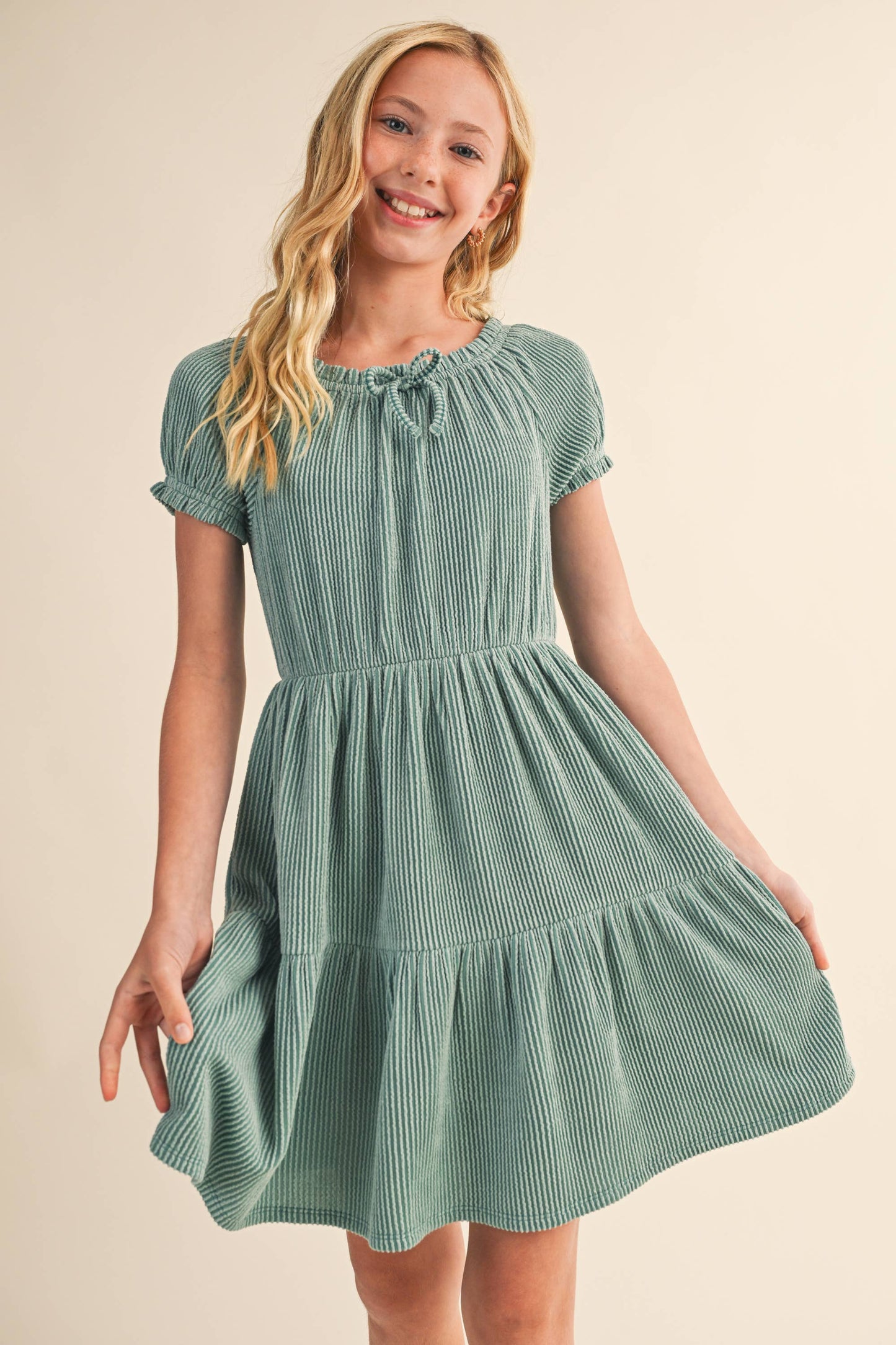 TWEEN GIRLS PUFF TIERED DRESS
