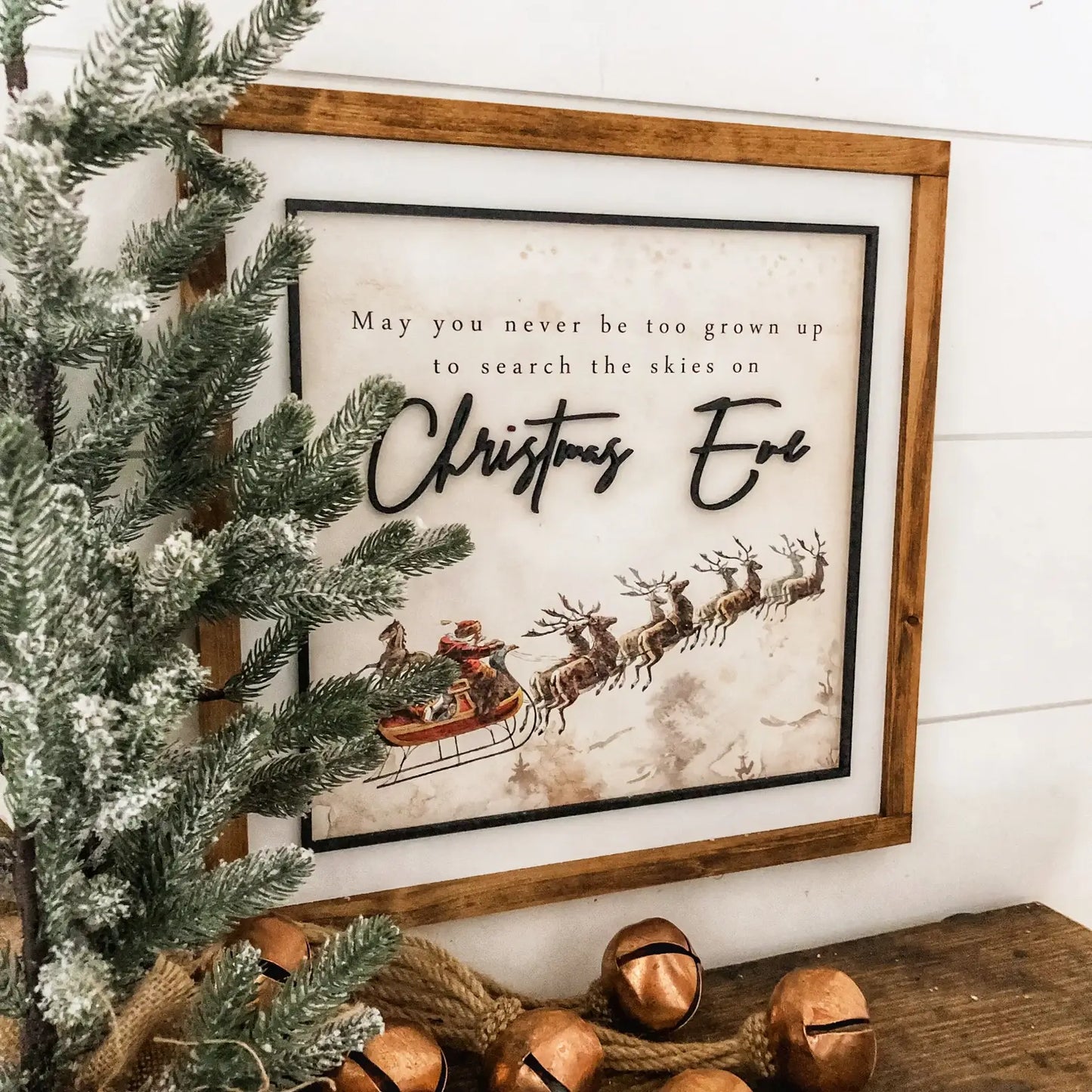 Search Skies Christmas Eve Handmade Wooden Sign