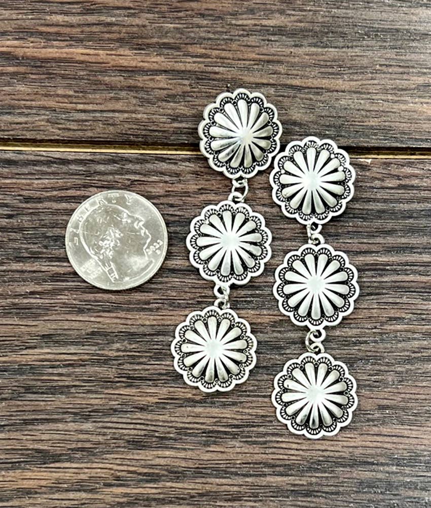 Brass Concho Post Earrings