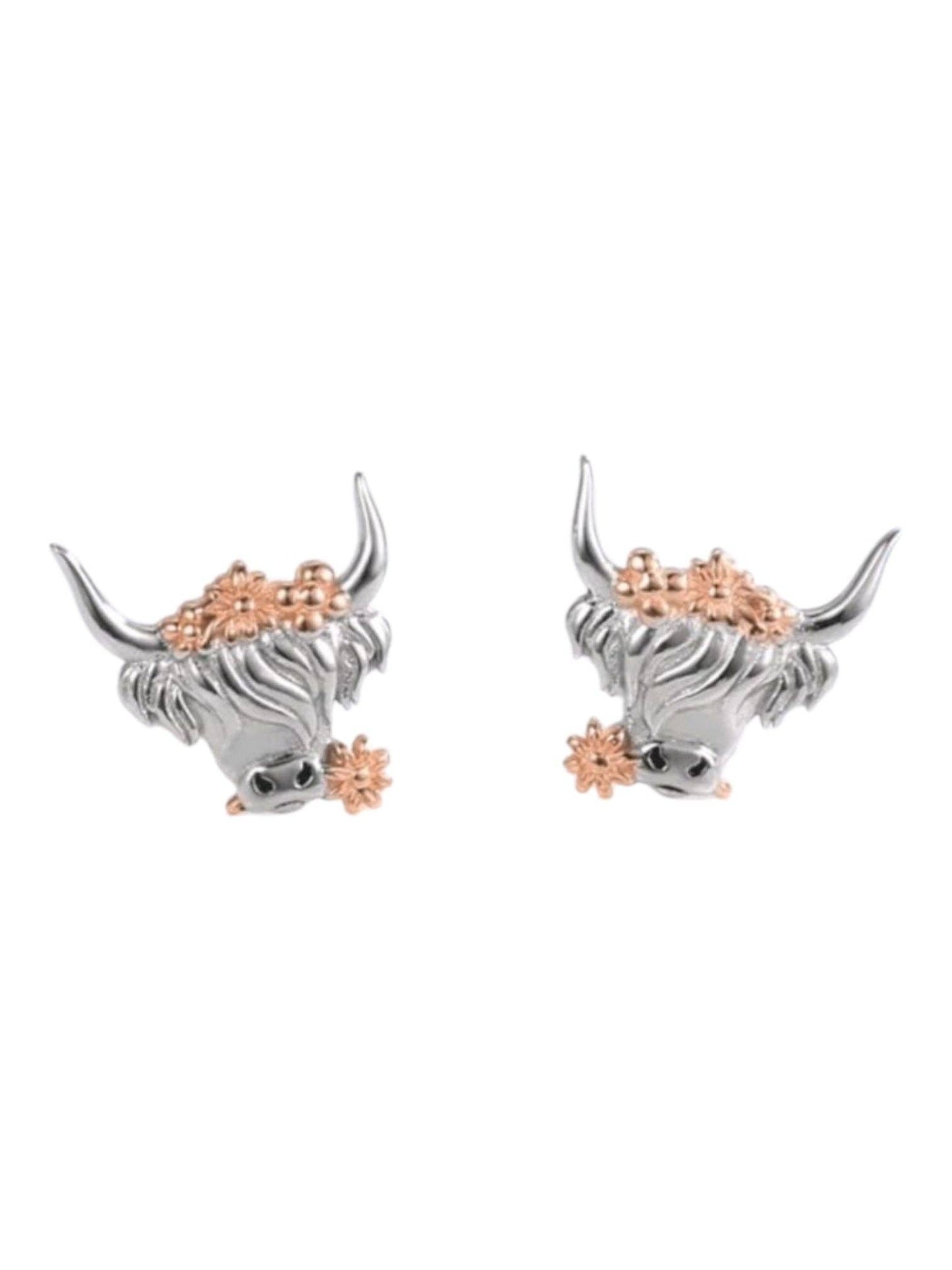 Highland Western Lovers Dainty Stud Earrings