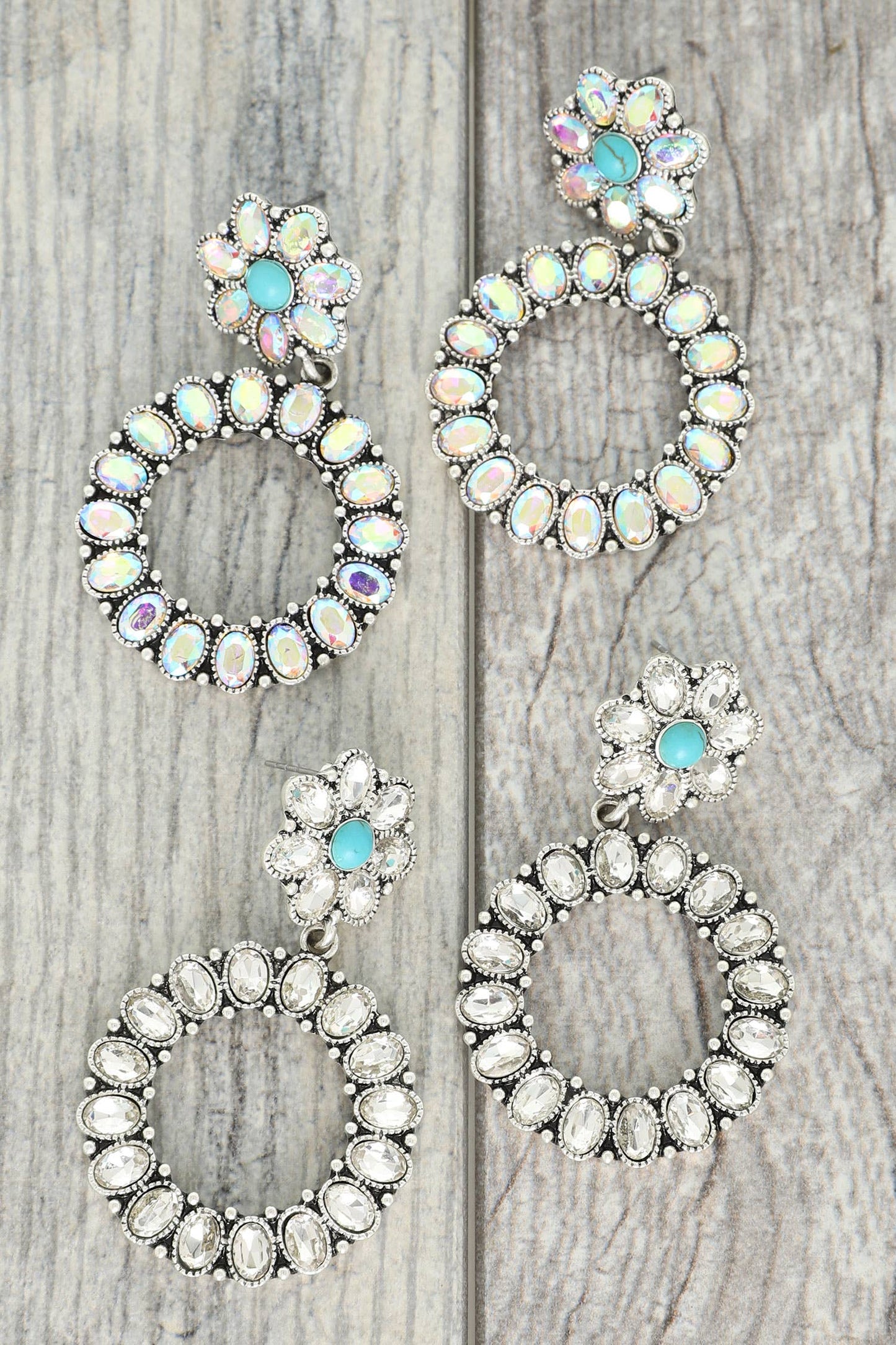 Western Open Circle Turquoise Gemstone Earrings