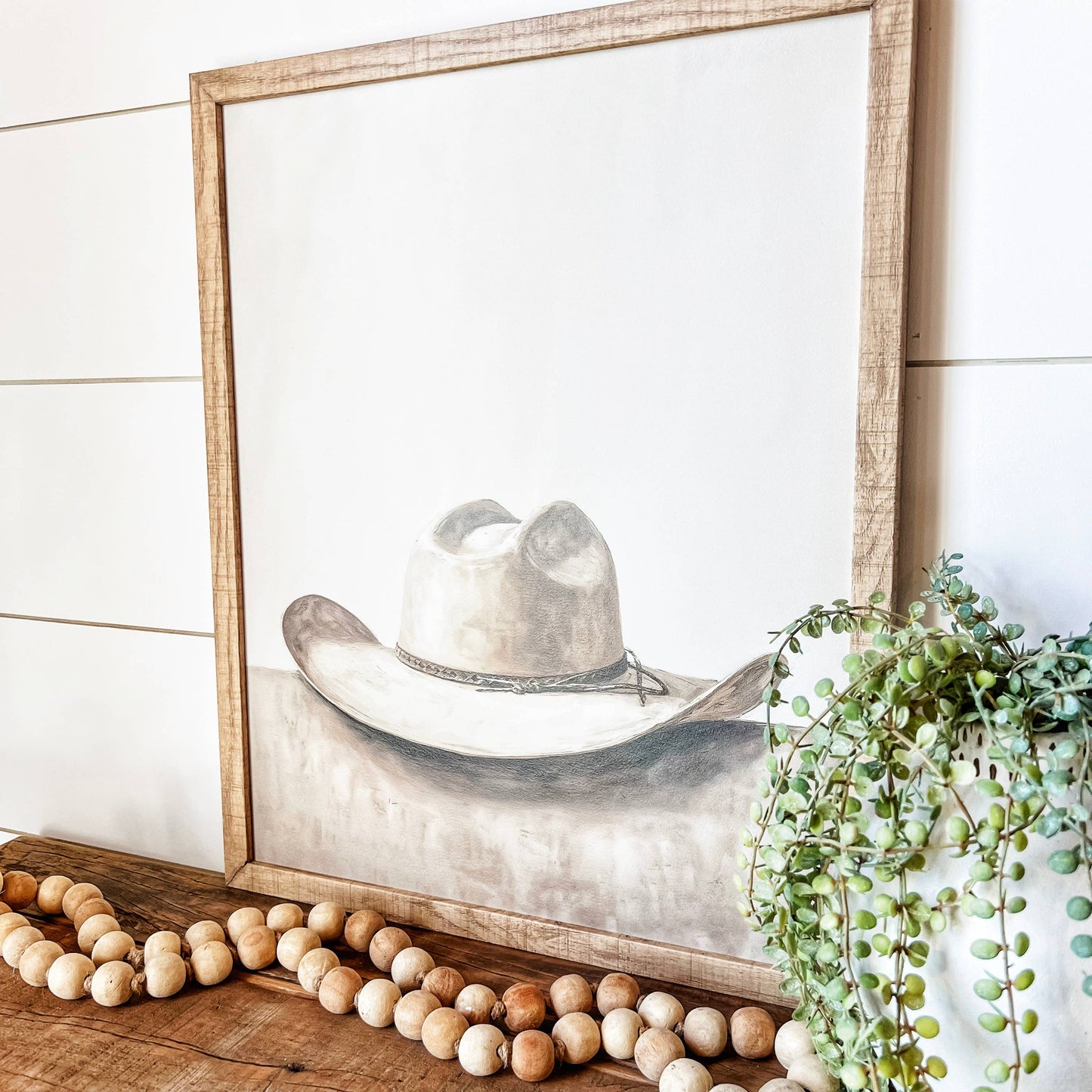 Cowboy Hat Art Print Wood Sign