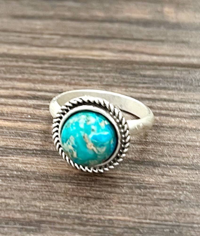 10mm Round Gemstone, Brass Adjustable Ring