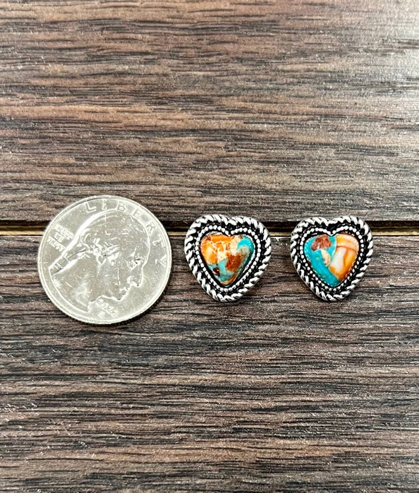 Heart Gemstone Stud Earrings