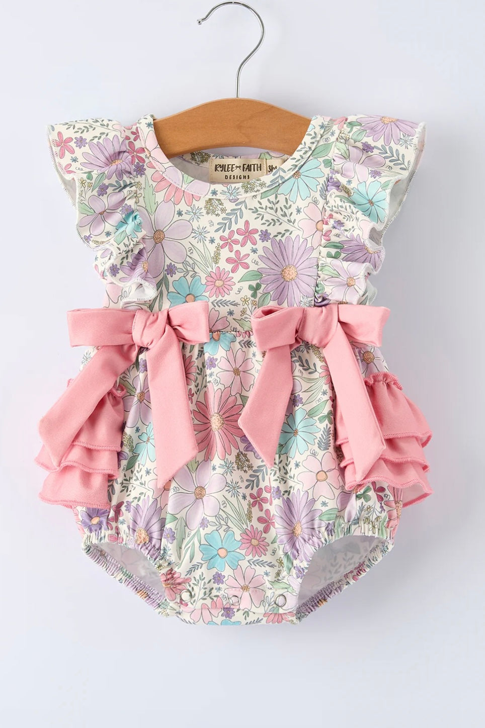 Girls Pink Floral Sleeveless Baby Girls Romper