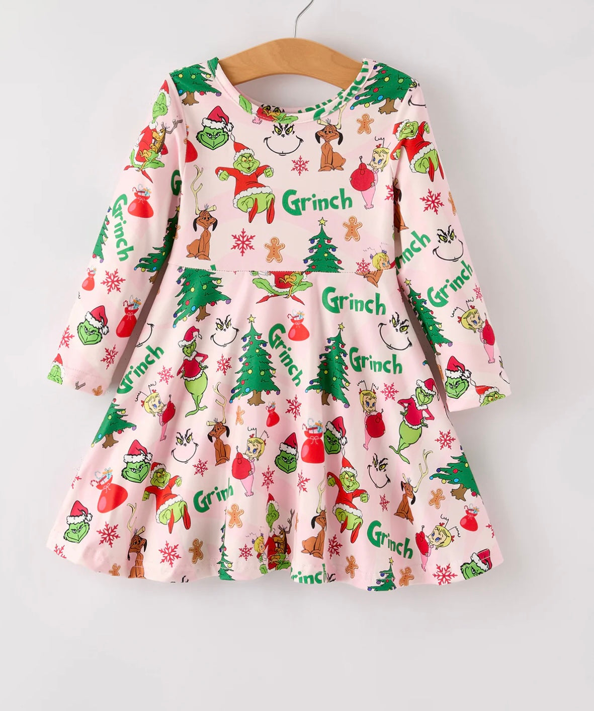 Winter Christmas Character Print Girls Dress