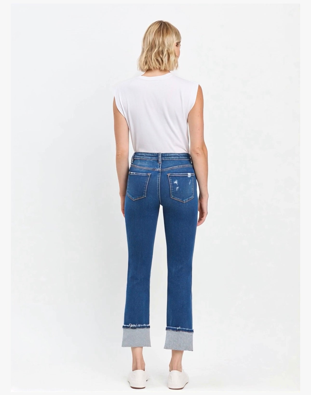 Vervet HIGH RISE CUFFED SLIM STRAIGHT JEANS