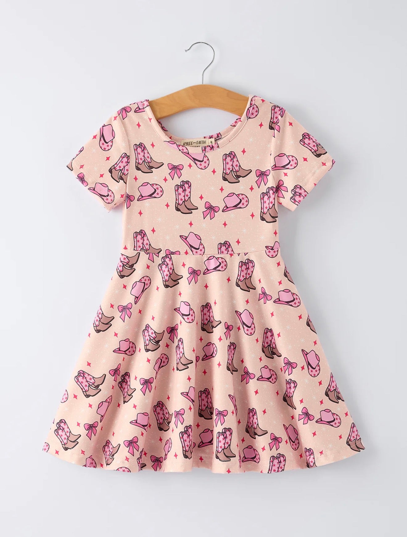 Western Print Girl Short Sleeve Dress