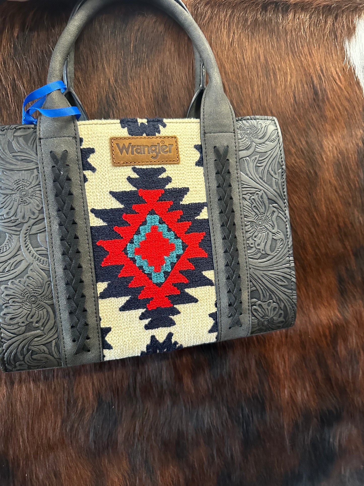 Wrangler Tooled Aztec Pattern Print Tote/Crossbody Bag