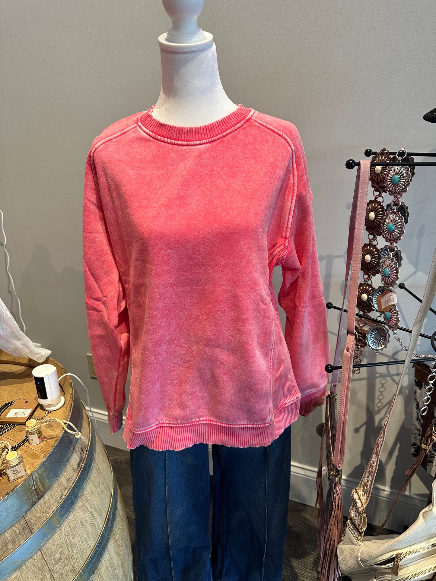 ACID WASHED FLEECE SWEATSHIRTS SIDE RIB