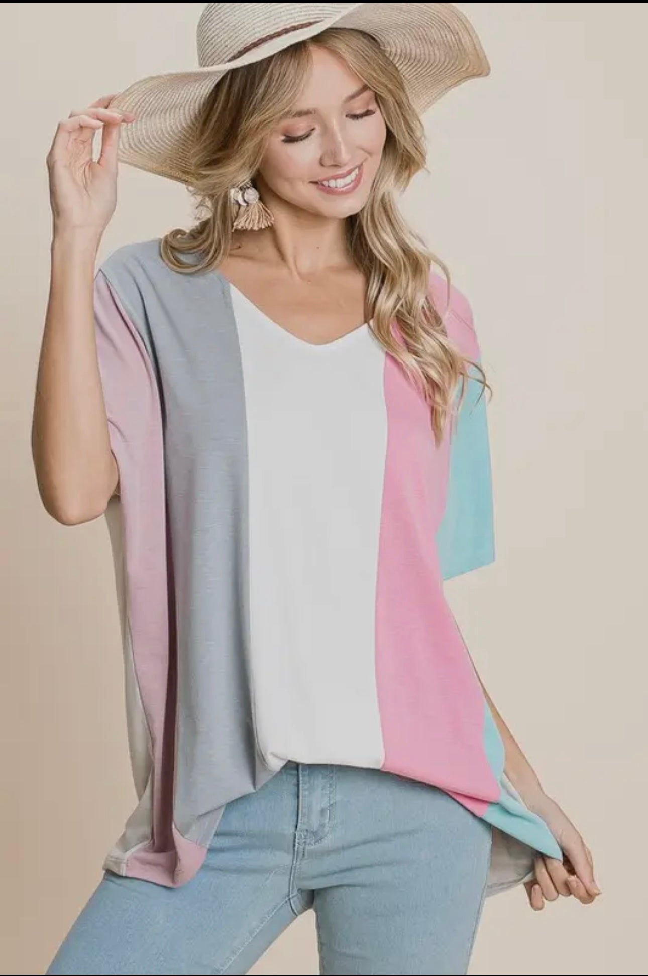 Plus Size color block shirt