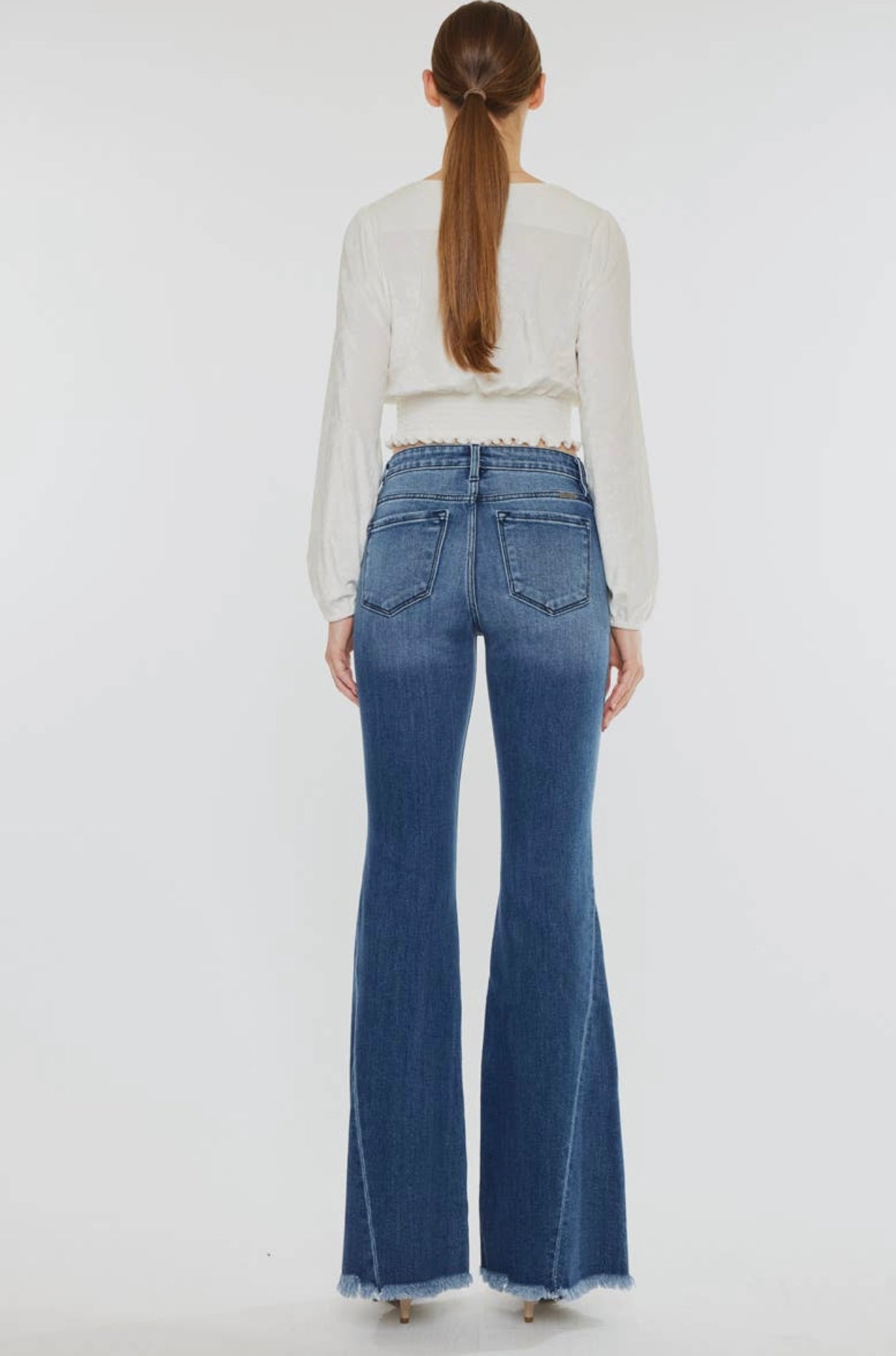 Kancan Mid Rise Flare-Frayed Hem