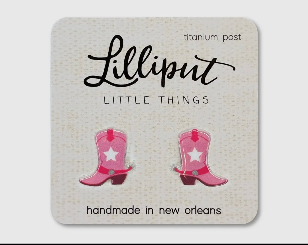 Kids Pink Cowgirl Boot Earrings