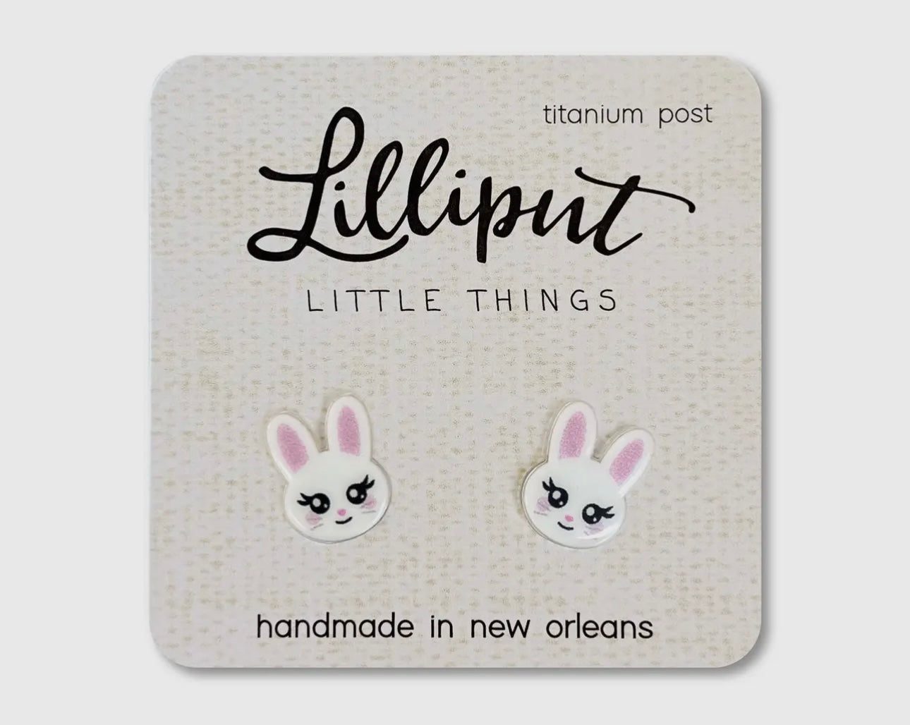 Kids White Easter Bunny Earrings