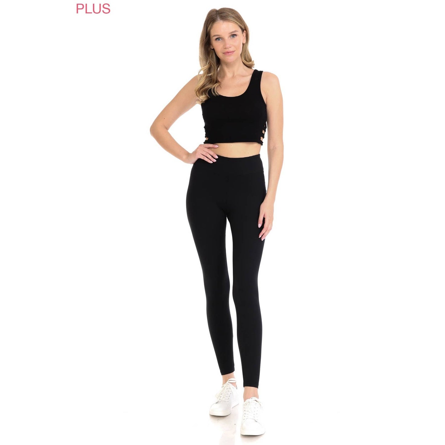 Plus Size 3" Yoga Band Premium Solid Activewear Leggings