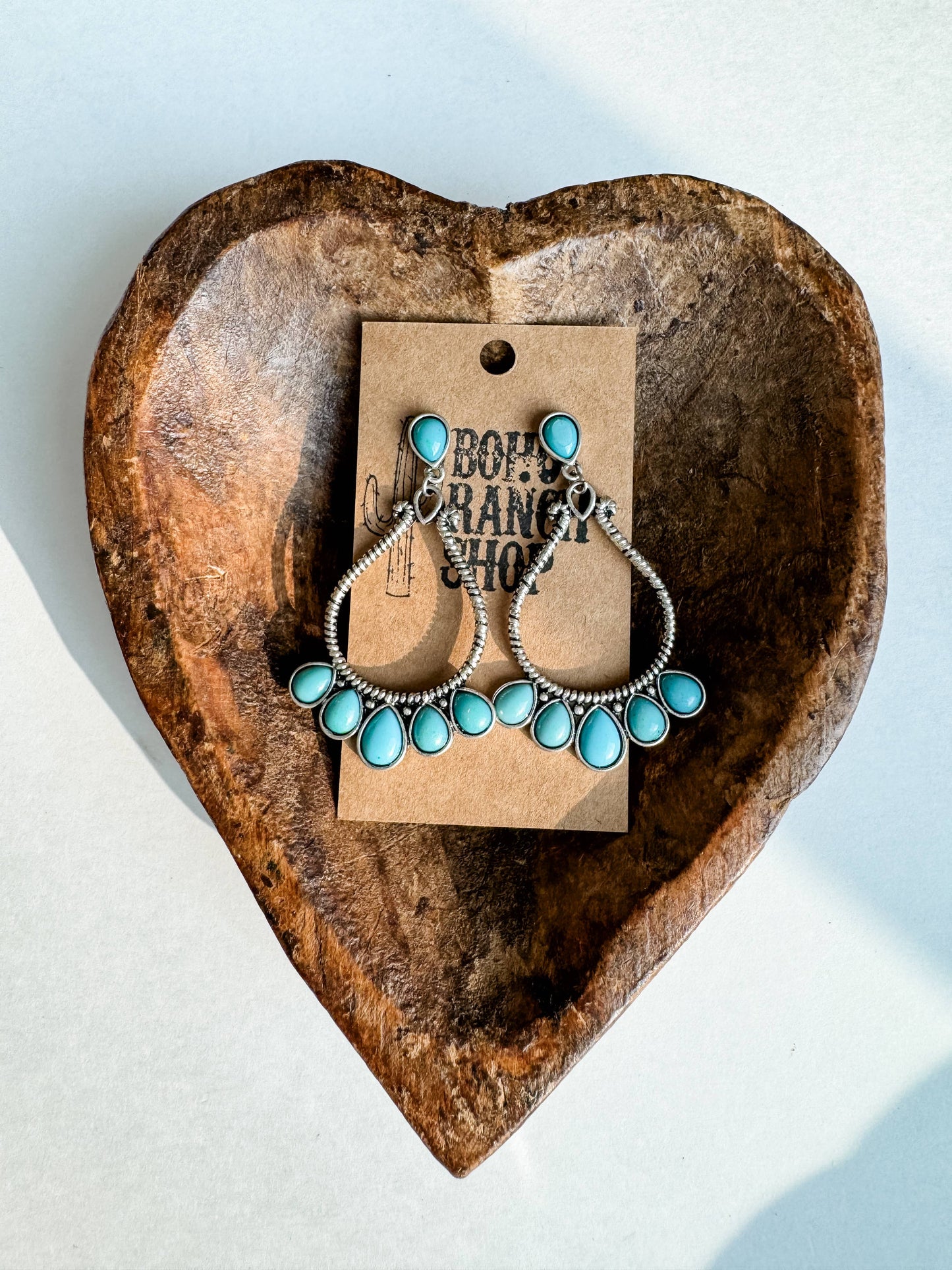 Western Teardrop Stone Stud Earrings