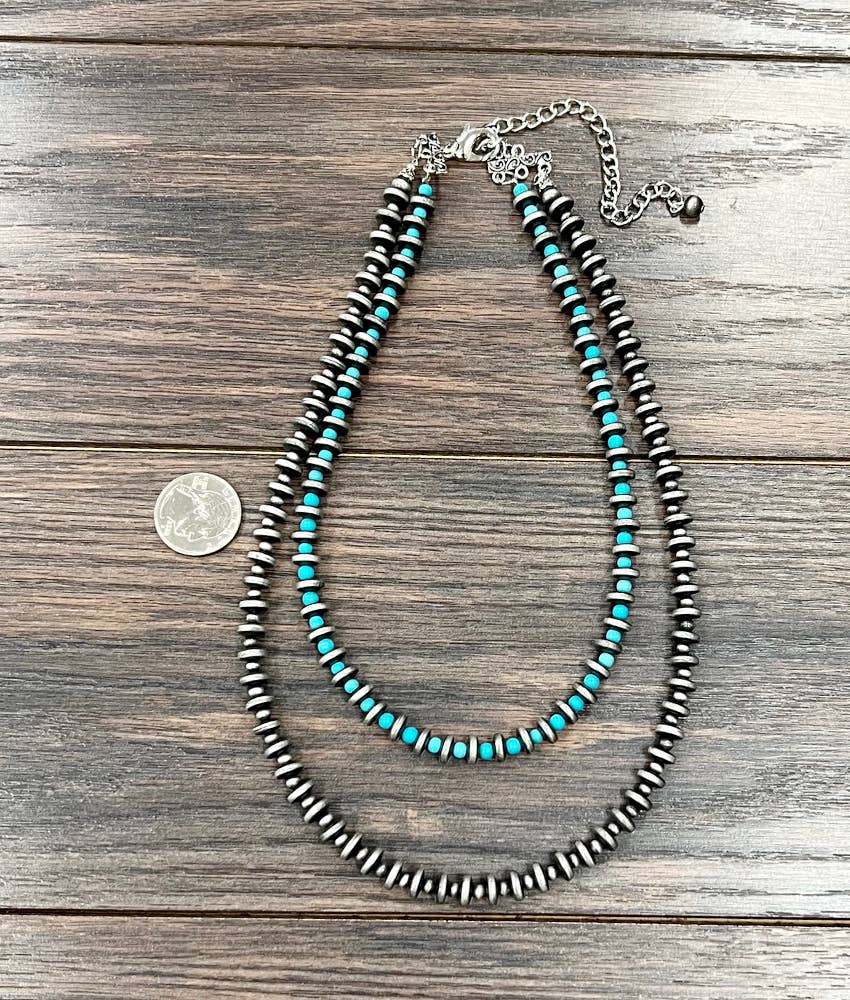 20" 2-strand Rondelel Navajo Bead Necklace