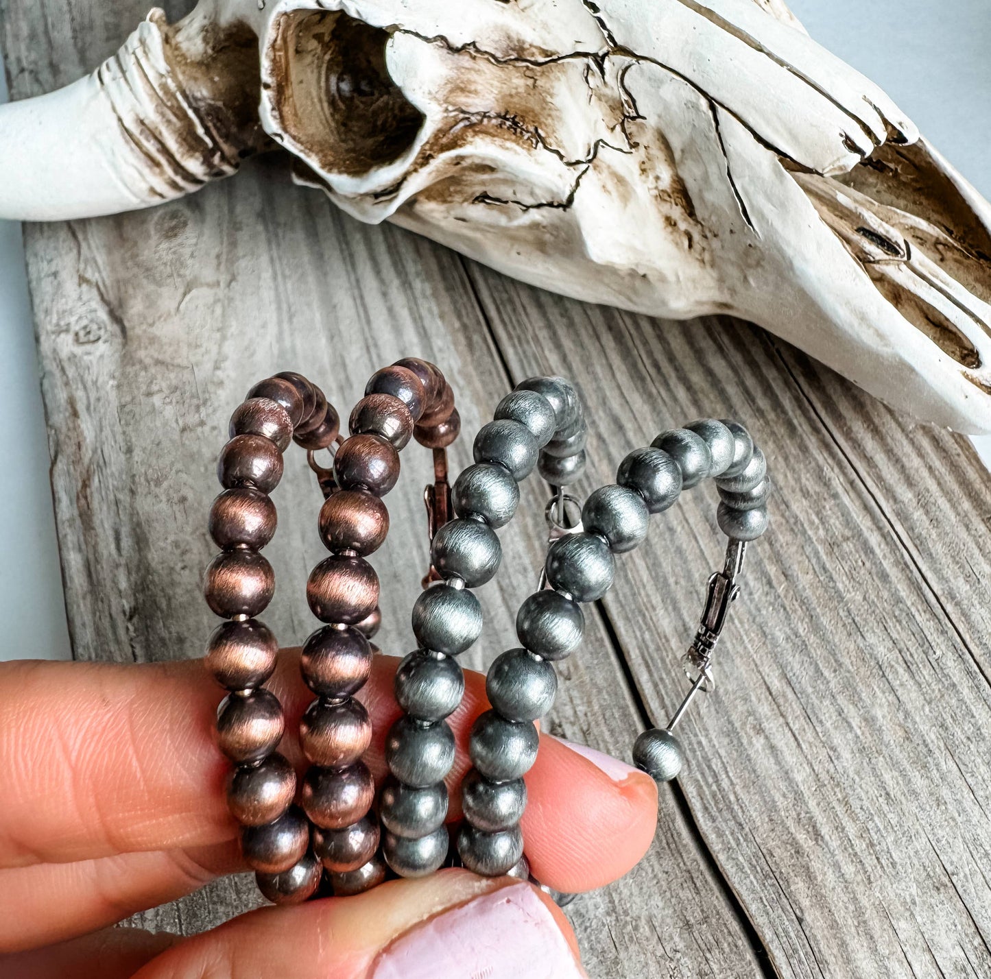 2” Navajo Pearl Hoops Earrings