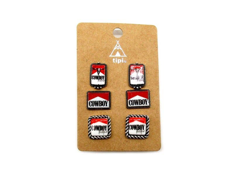 Western Cowboy Killer 3 Pair Earring Set
