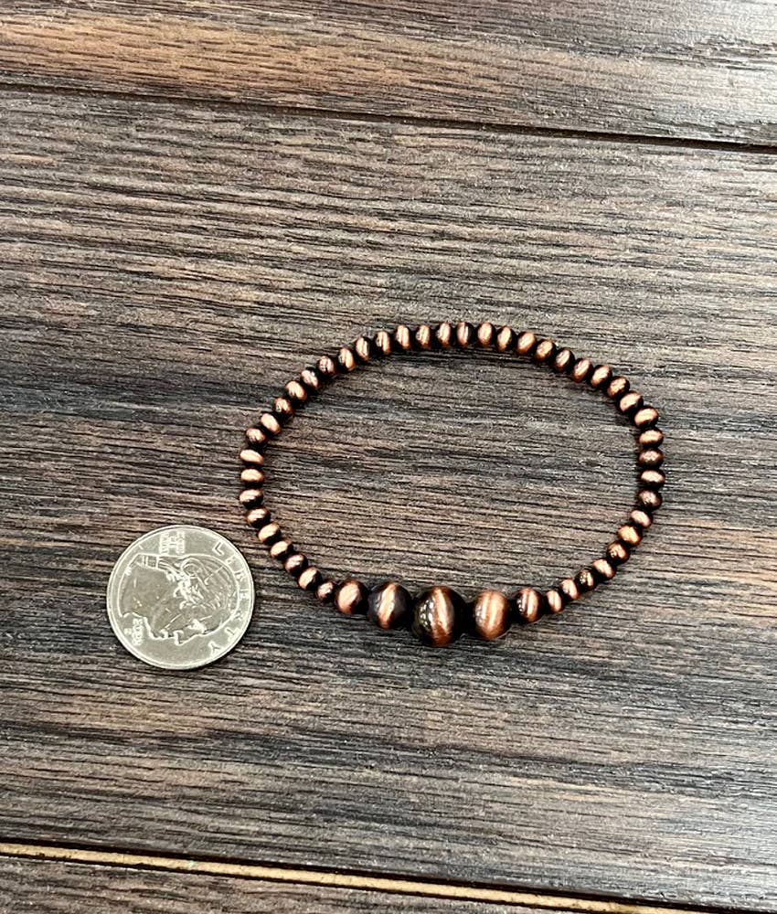 Handmade Copper Navajo Bead Stretch Bracelet