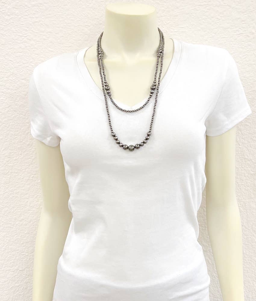 26" 2-strand Polish Navajo Bead Necklace